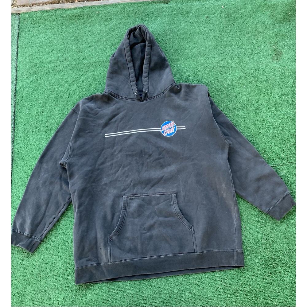 Vtg Santa Cruz Sweatshirt Skateboards Black Faded Men’s Hoodie Sz XXL NHS Y2K